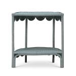 Scalloped Half Round Rattan Side Table Chairside Tables Blue 18