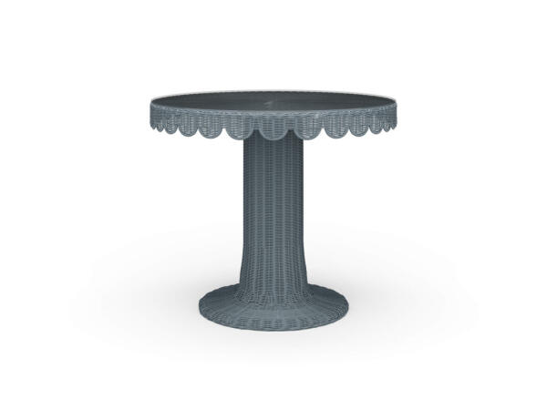 Scalloped Round Bistro Table W/ Tempered Glass Dining Tables Blue