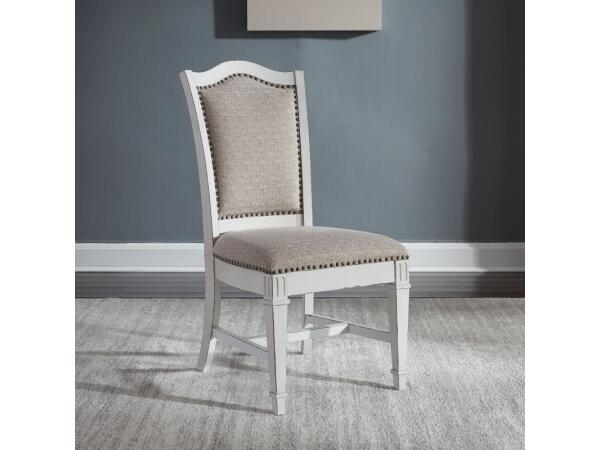 Abbey Park Upholstered Side Chair (RTA) Chairs & Benches Antique White & Weathered Brown