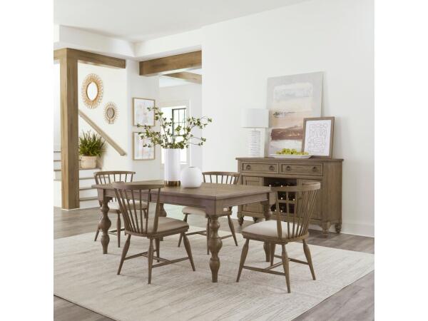 Americana Farmhouse 5 Piece Rectangular Table Set Dining Sets Brown