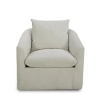 Saxton Uph Swivel Accent Chair - Ivory - Image 4