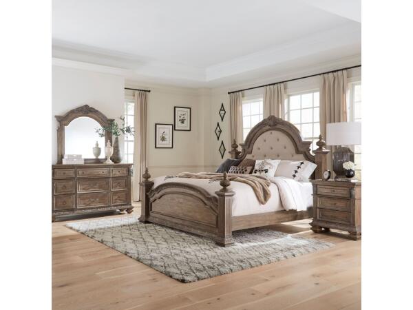 Carlisle Court King Poster Bed, Dresser & Mirror, Night Stand Bedroom Sets Bedroom Sets