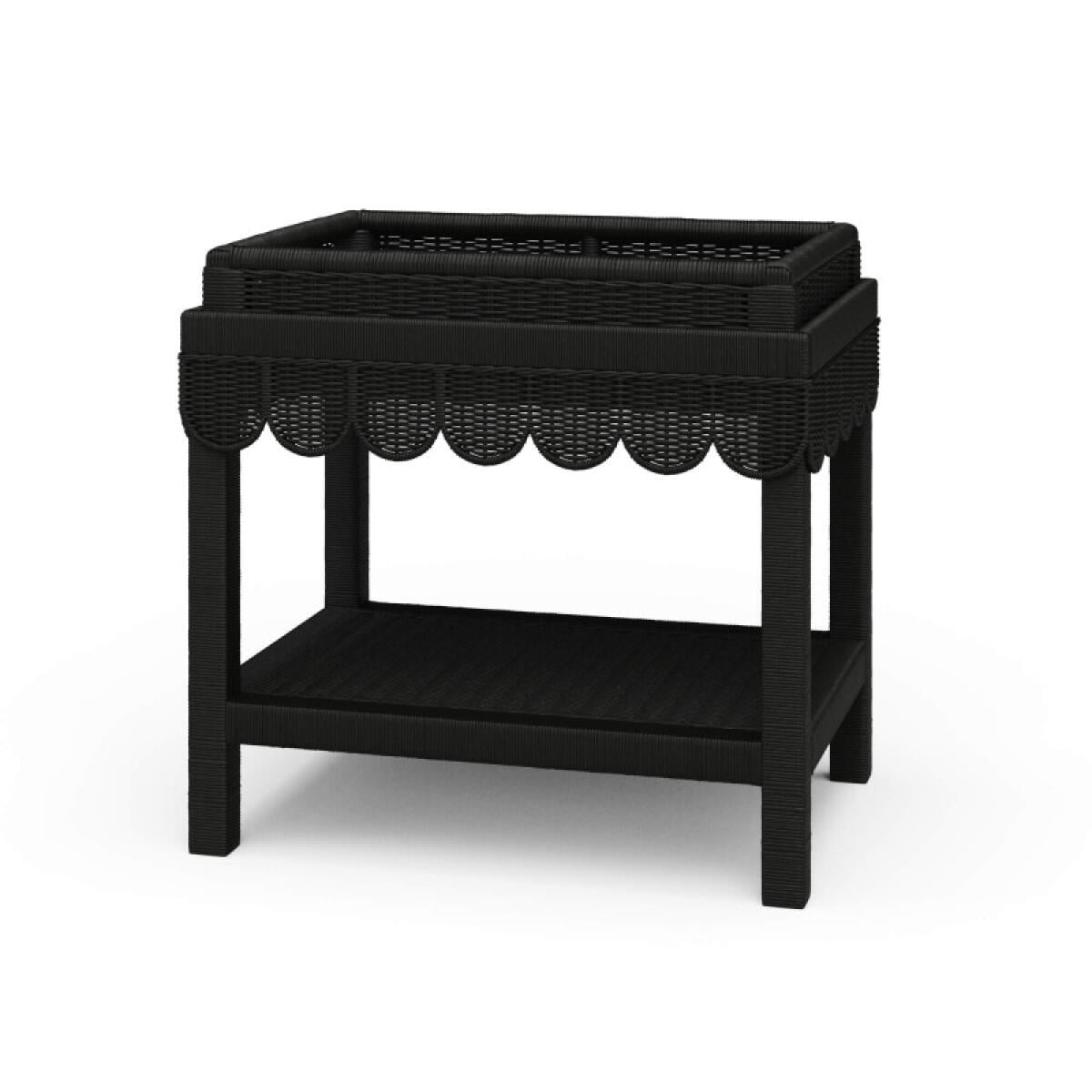 22467be655eadde507da1389b06c49ba Scallop Rattan Side Table W/ Tray - Image 1