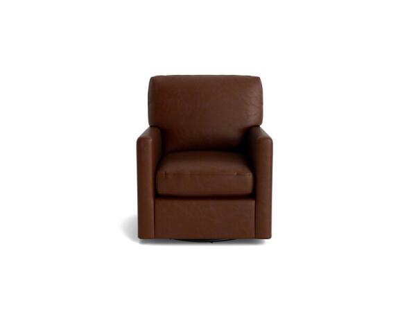 Trent Leather Thin Track Arm Swivel Glider Chair Chairs Bassett Furniture