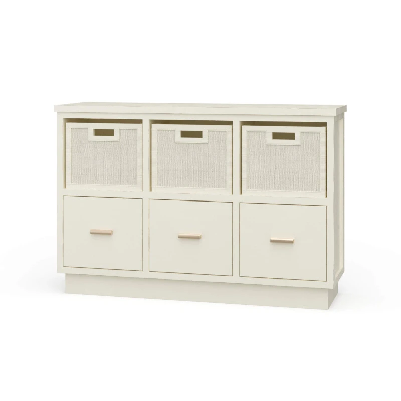 2333ed3b486bef077eebc447e199978c Dakota Storage Unit W/ 3 Drawers & Rattan Baskets - Image 1