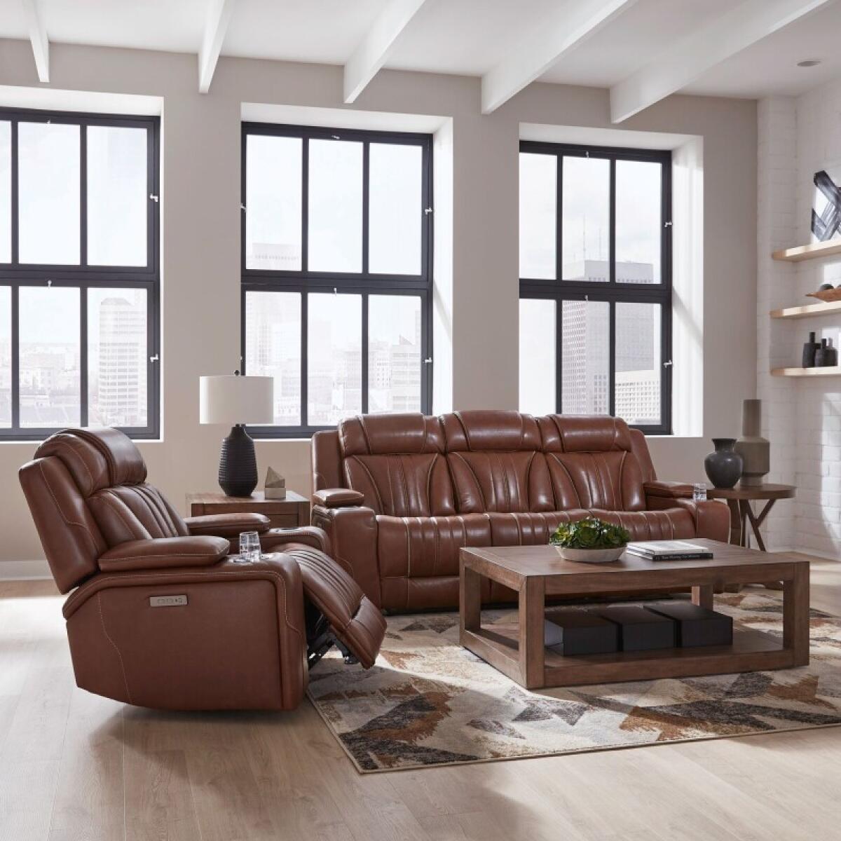 Caswell Sofa & Recliner Sofas Brown 2 Caswell Sofa & Recliner Sofas Brown 2