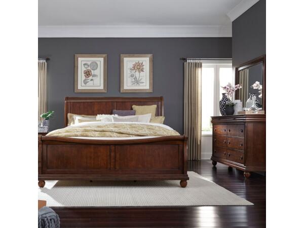 Rustic Traditions Queen Sleigh Bed, Dresser & Mirror Bedroom Sets Bedroom Sets