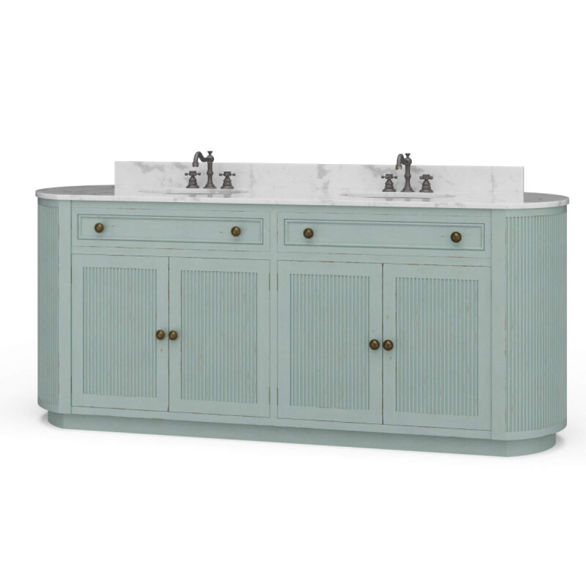 23e0d712b1a3748b10177dc1b693fb51 Kraton Oval Double Vanity W/ Sink & Marble Top - Image 1