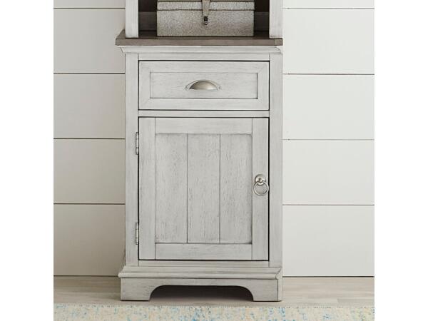 Ocean Isle Left Pier Base Entertainment Stands Antique White w/ Weathered Pine