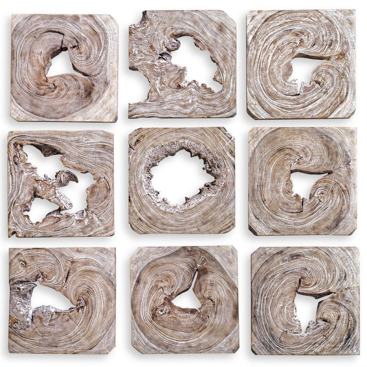 Bahati Wood Wall Decor, Whitewashed, S/9 Wall Decor Cream 2 Bahati Wood Wall Decor, Whitewashed, S/9 Wall Decor Cream 2