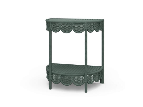 Scalloped Half Round Rattan Side Table Chairside Tables Bramble