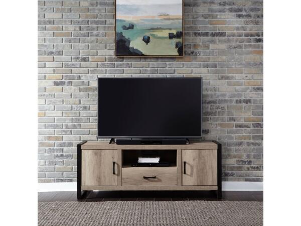 Sun Valley 64 Inch TV Console w/ Faux Metal Entertainment Stands Brown