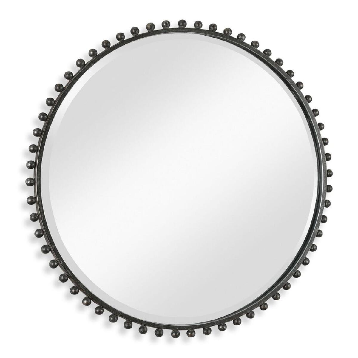 2581c97f2e578ed292d7a07513b77ccb Taza Round Mirror, Distressed Black - Image 1