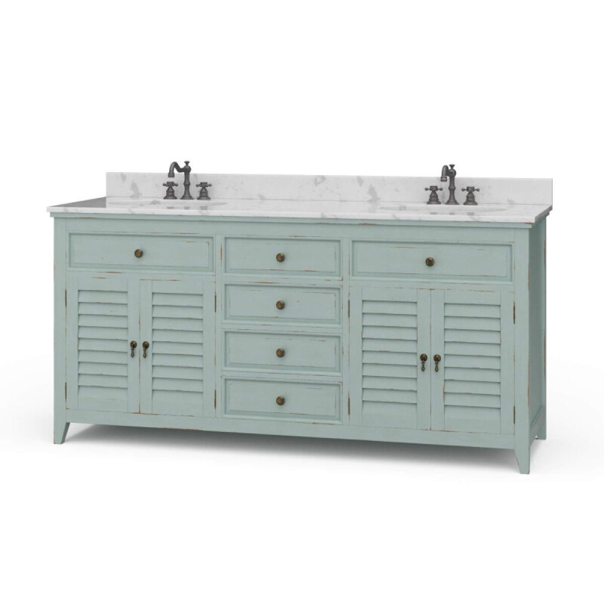 25b3cc12f1345f2e123bb77b5e10f819 Shutter Double Vanity W/ Sink & Marble Top - Image 1