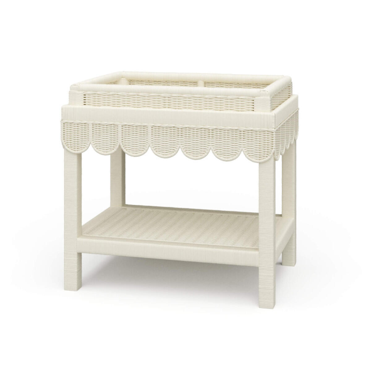 269b751064989c95ab0170f67d9d8821 Scallop Rattan Side Table W/ Tray - Image 1