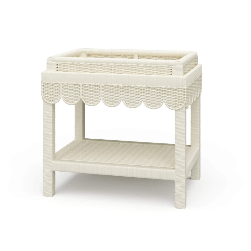 269b751064989c95ab0170f67d9d8821 Scallop Rattan Side Table W/ Tray - Image 1