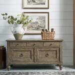 Americana Farmhouse Credenza Hutch Office Storage Brown 22
