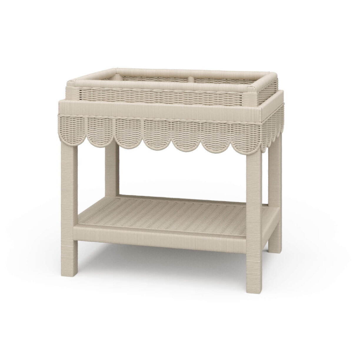 26a9e9d8ede1d0c04e440345d46a6e9f Scallop Rattan Side Table W/ Tray - Image 1