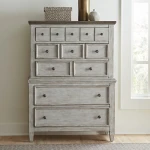 Heartland 1 Drawer Night Stand w/ Charging Station Nightstands Antique White w/ Tobacco Tops 26