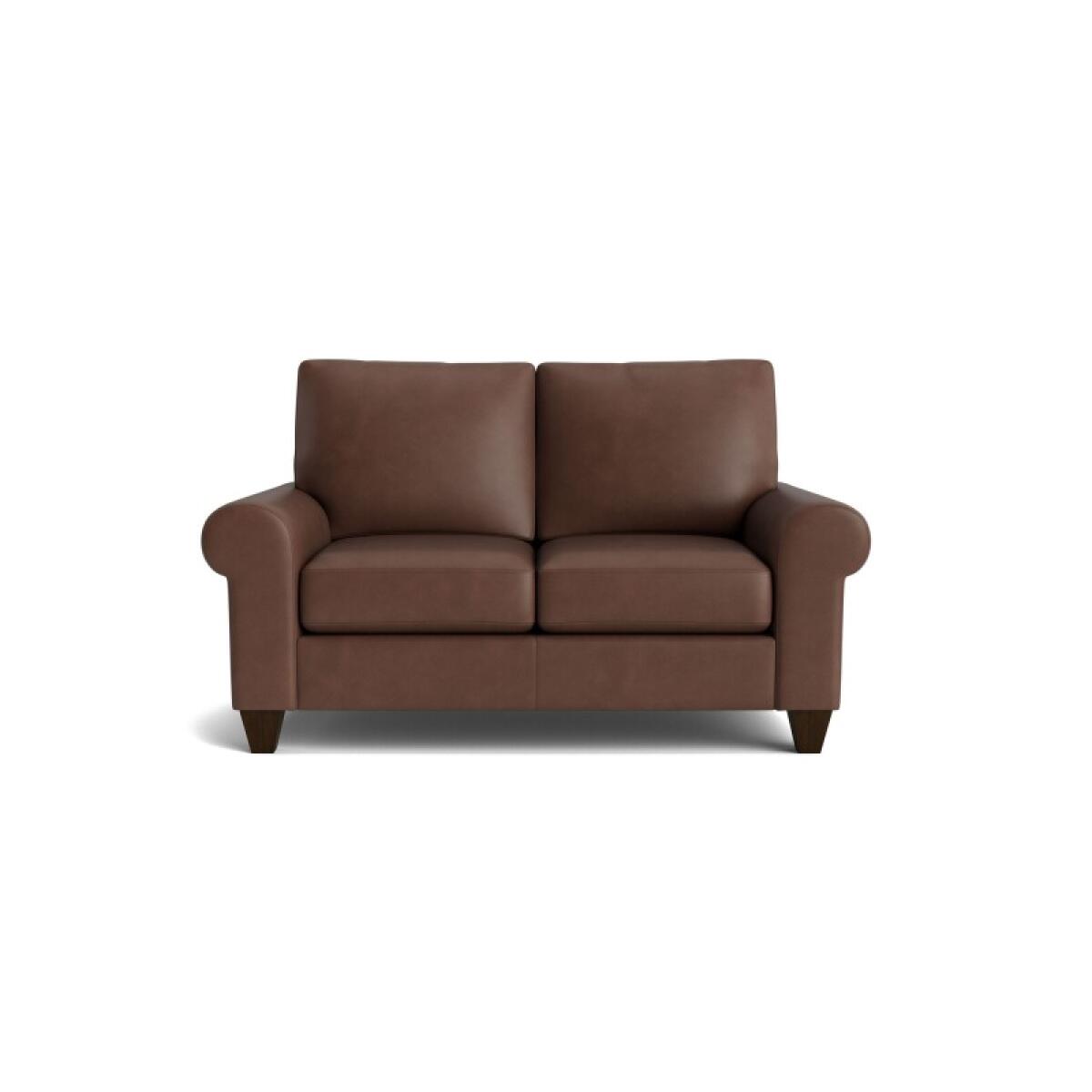 27452b16ae66ab394869a090c286480d True Custom™ True Custom® Leather Large Roll Arm Loveseat - Image 1