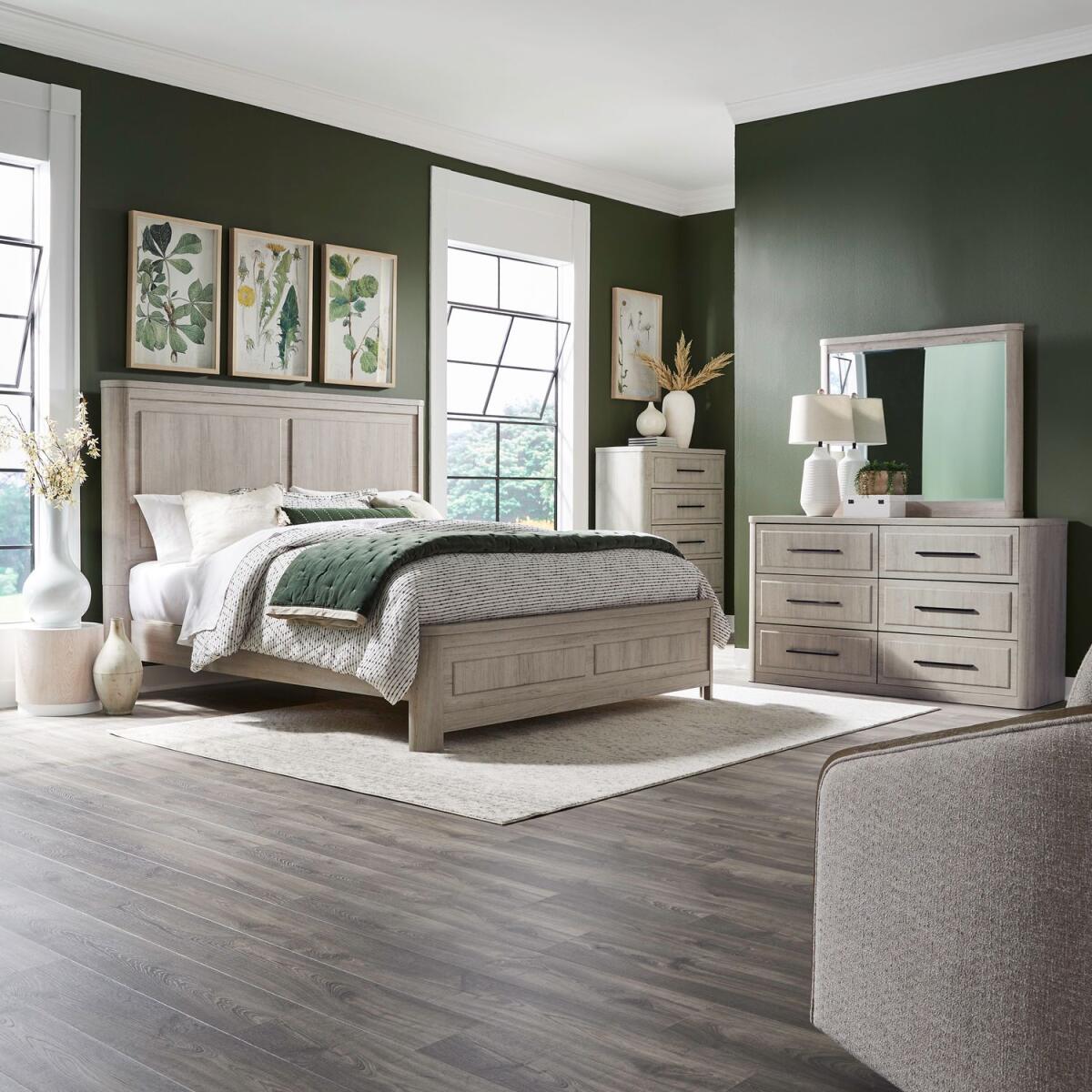27f25541432d7d3bcc93cfe5cea1e472 King Panel Bed, Dresser & Mirror, Chest - Image 1