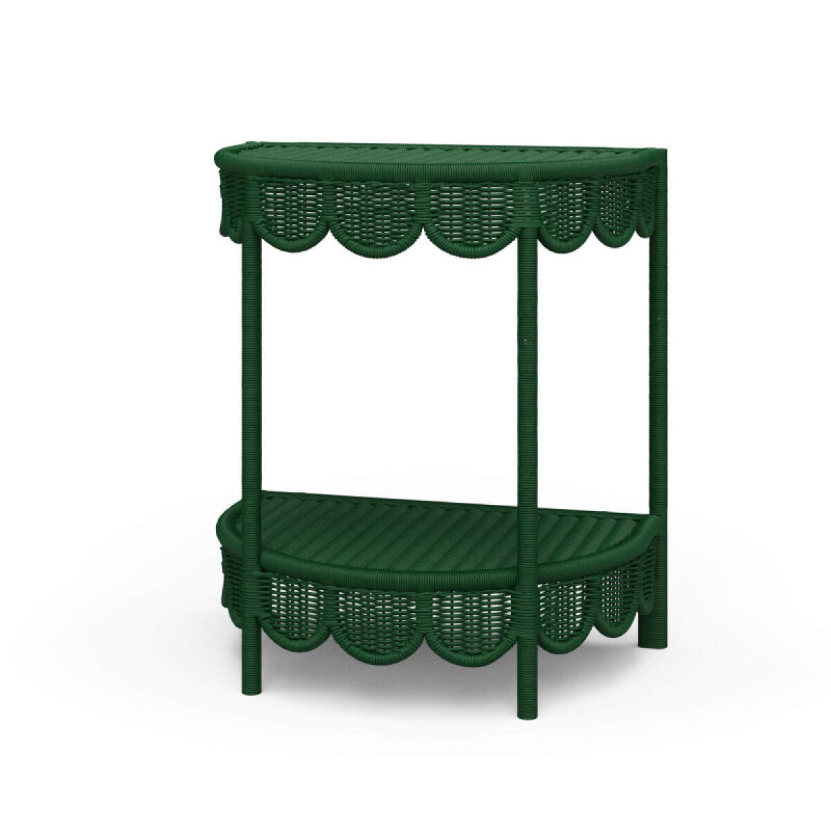 293bc59f20d94b2b499a7ce36d57336e Scalloped Half Round Rattan Side Table - Image 1