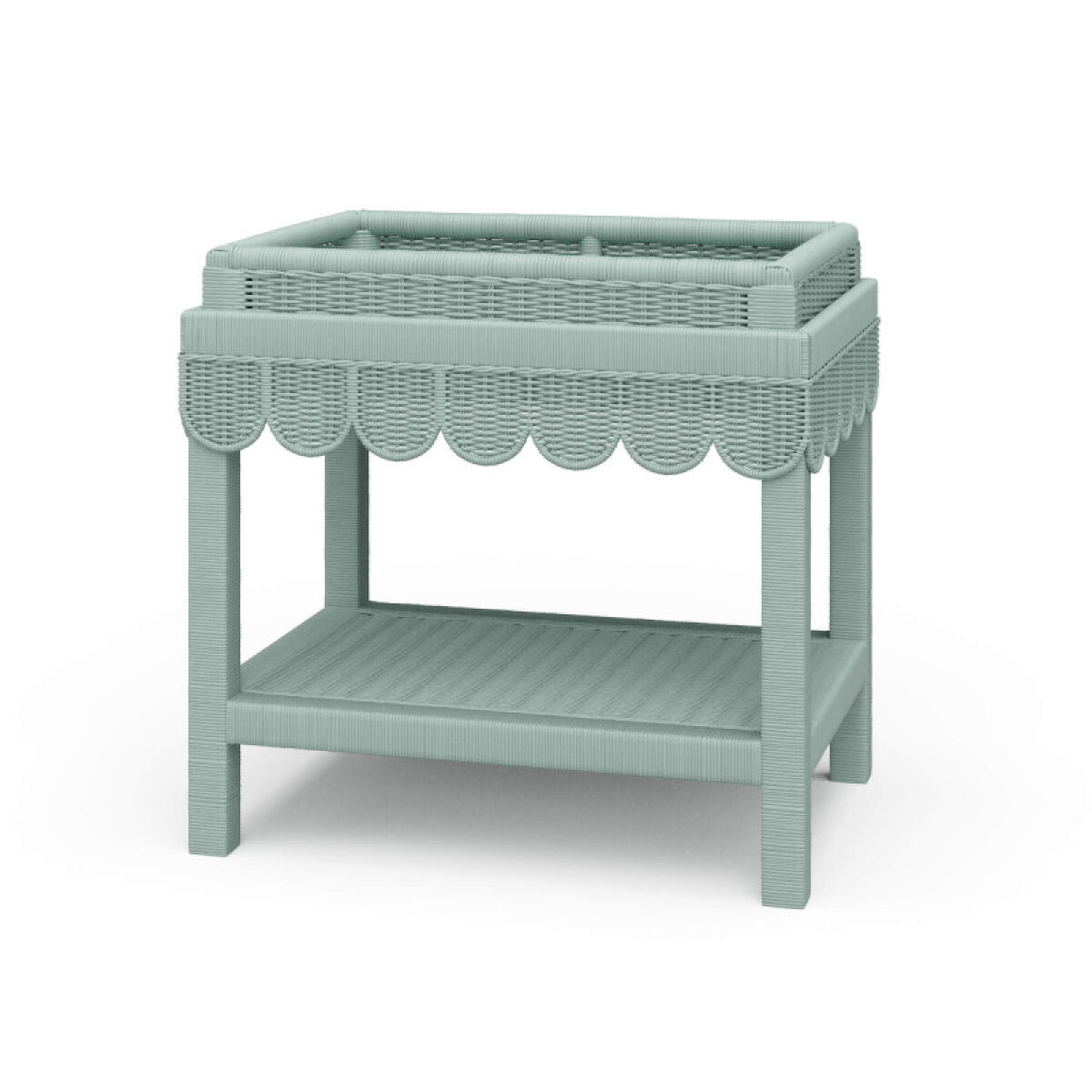 293f1f76ff60e503144df1ec90517019 Scallop Rattan Side Table W/ Tray - Image 1