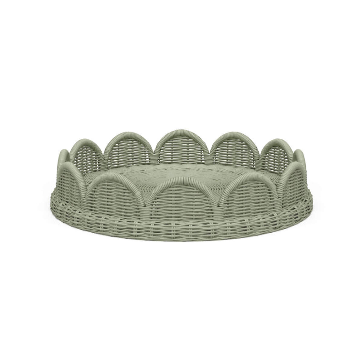 2afe4a30ff0084e3a7728ccbcb3b3993 Scalloped Round Rattan Tray - Image 1