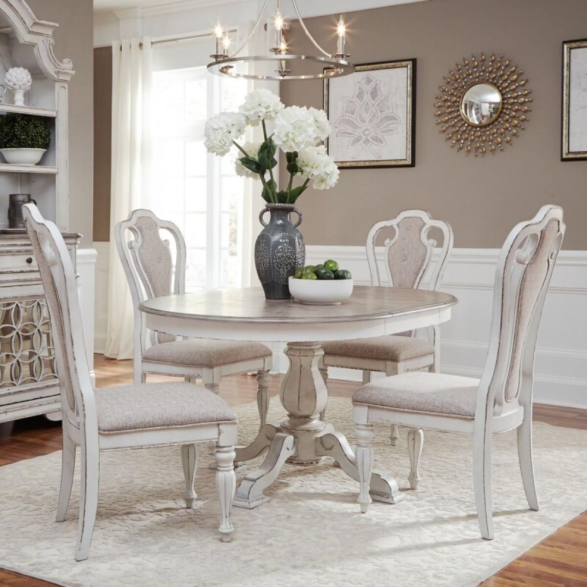 2b1c20028b0c32bd418bd585d30e4dd1 Magnolia Manor Opt 5 Piece Pedestal Table Set - Image 1