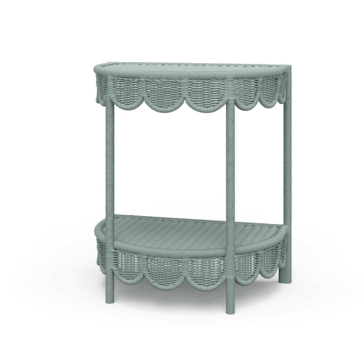 2b7a44713c11424d14bc96ee565e8c0b Scalloped Half Round Rattan Side Table - Image 1