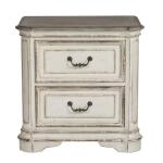 Magnolia Manor Queen Panel Bed, Dresser & Mirror, Night Stand Bedroom Sets Antique White & Weathered Bark 13