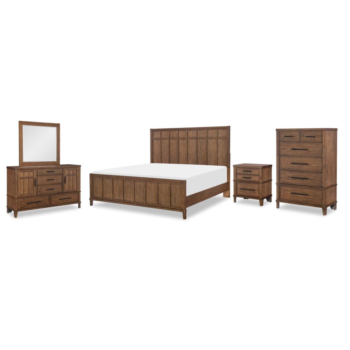 2bec8c323883b5dd07fba81e22e8d69b Complete Panel Bed, Queen 5/0, Mirror, Dresser, Chest - Image 1