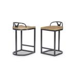 Stool Harvest Oak Tops, Natural White Base, Aged Black Accents N1561-845 - Image 5