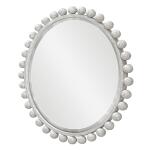 Cyra Wood Round Mirror, Aged Ivory - Image 5