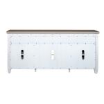 Heartland 66 Inch Tile TV Console Entertainment Stands Antique White w/ Tobacco Tops 16