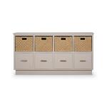 Dakota Storage Unit W/ Drawers & Rattan Baskets - Image 4