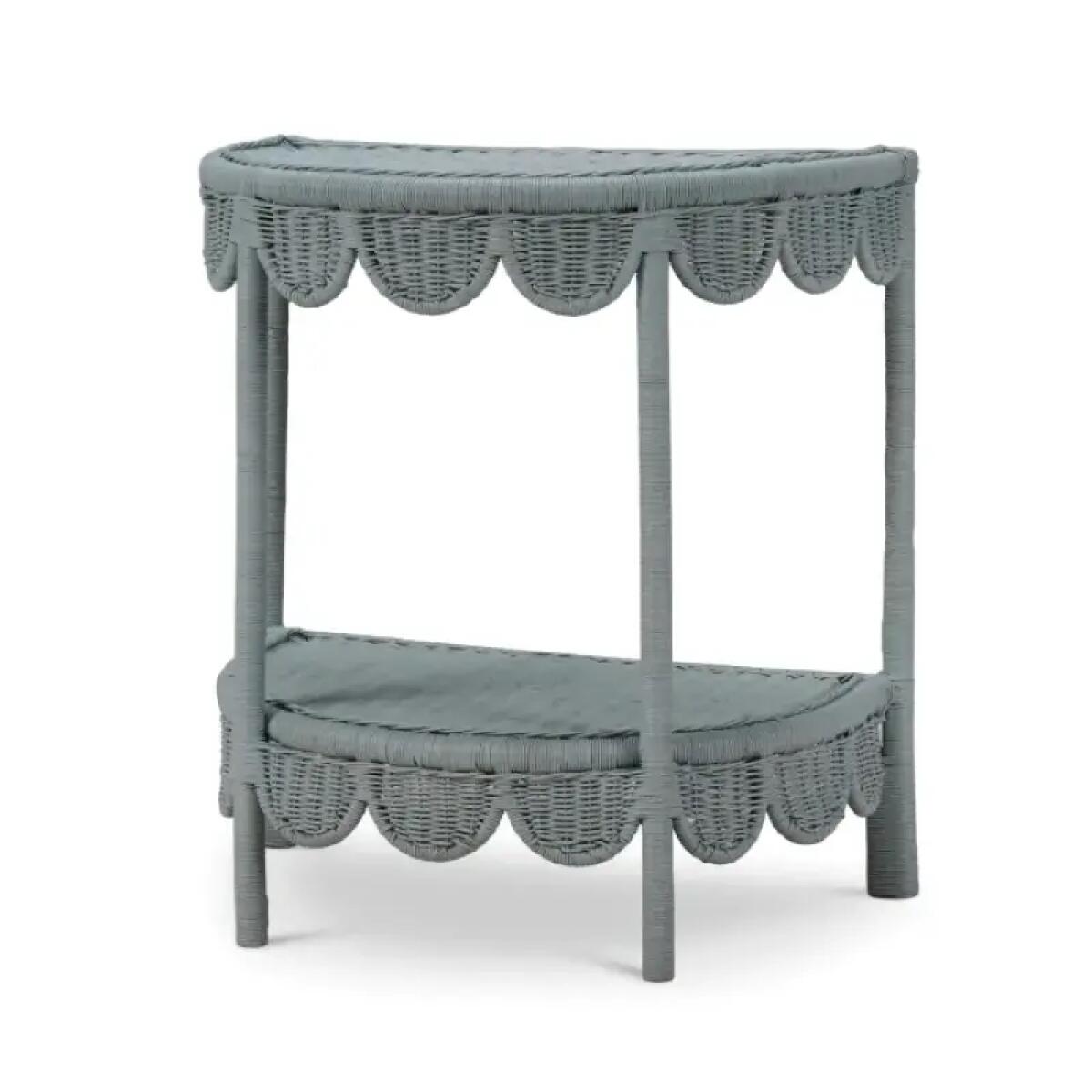 2f15d8e6ad5b442301a2278636188484 Scalloped Half Round Rattan Side Table - Image 1