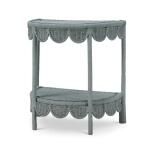 Scalloped Half Round Rattan Side Table