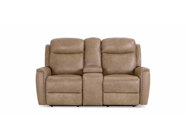 Douglas Leather Power Reclining Loveseat with Center Console Sofas Bassett Furniture