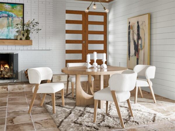 Modern Callon Round Dining Table Dining Tables Cream 14