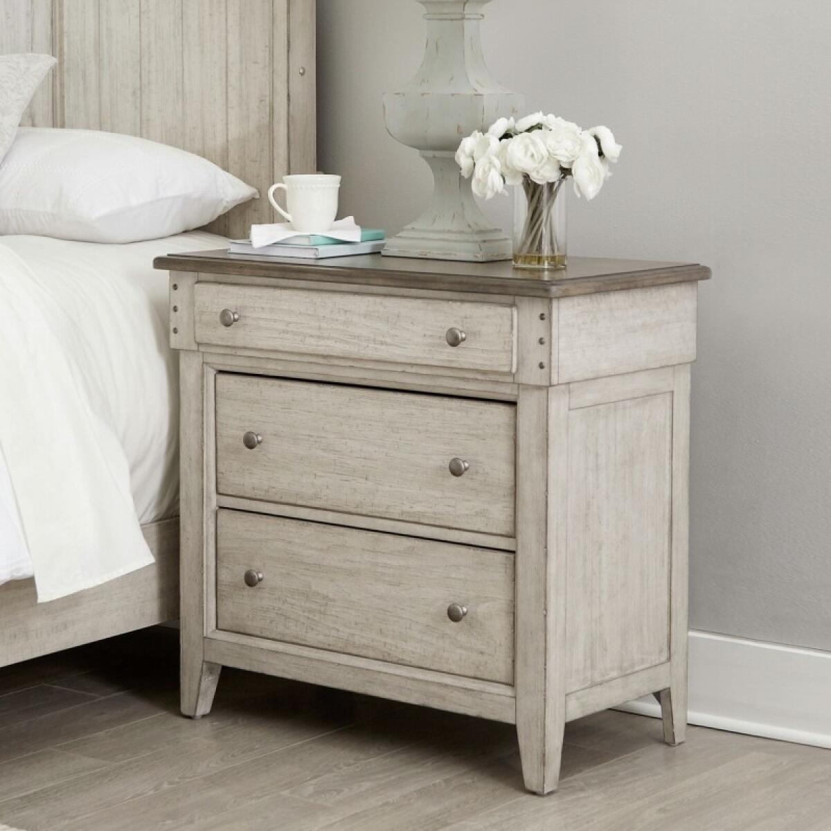 Ivy Hollow 3 Drawer Bedside Chest w/ Charging Station Nightstands Brown 2 Ivy Hollow 3 Drawer Bedside Chest w/ Charging Station Nightstands Brown 2