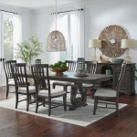 Grant Park 7 Piece Trestle Table Set Dining Sets Brown 4