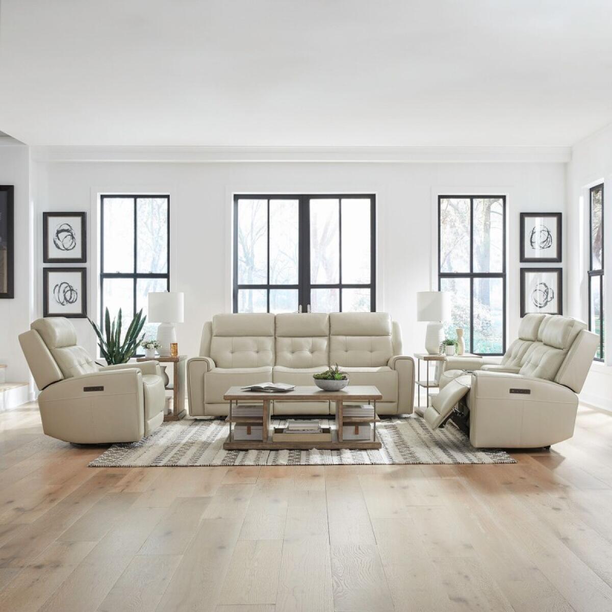 Carrington Sofa w/ Loveseat & Recliner Sofas Baja Stone Leather 2 Carrington Sofa w/ Loveseat & Recliner Sofas Baja Stone Leather 2