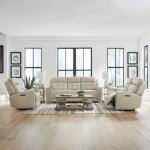 Carrington Sofa w/ Loveseat & Recliner Sofas Baja Stone Leather 4