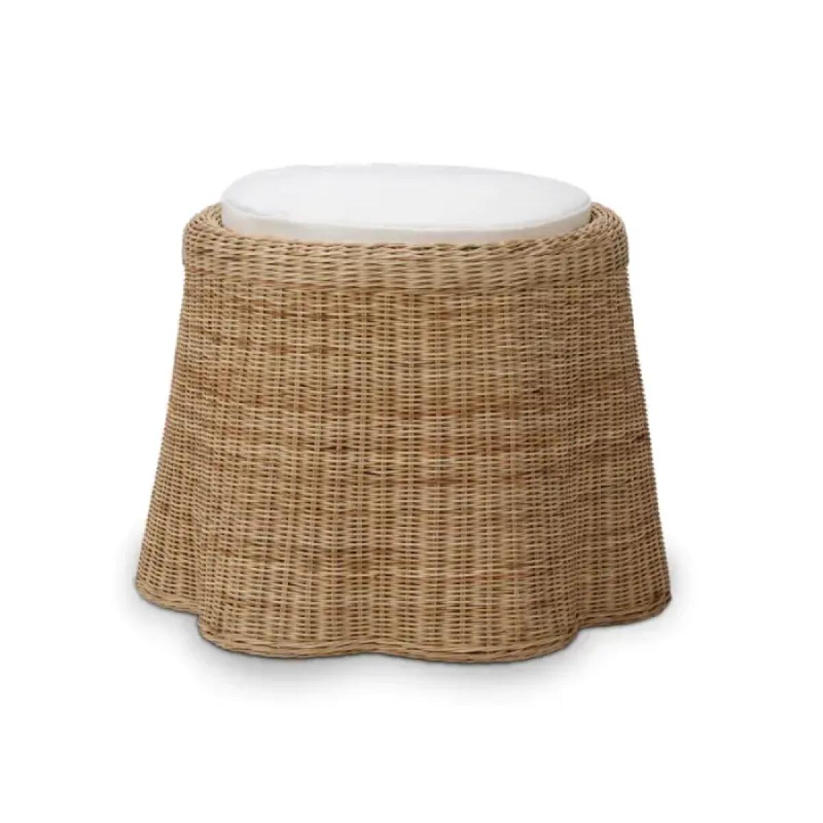 30bfbeda3ccd3454dbcd45bc11e91fdc Newport Rattan Round Small Ottoman W/ Cushion - Image 1