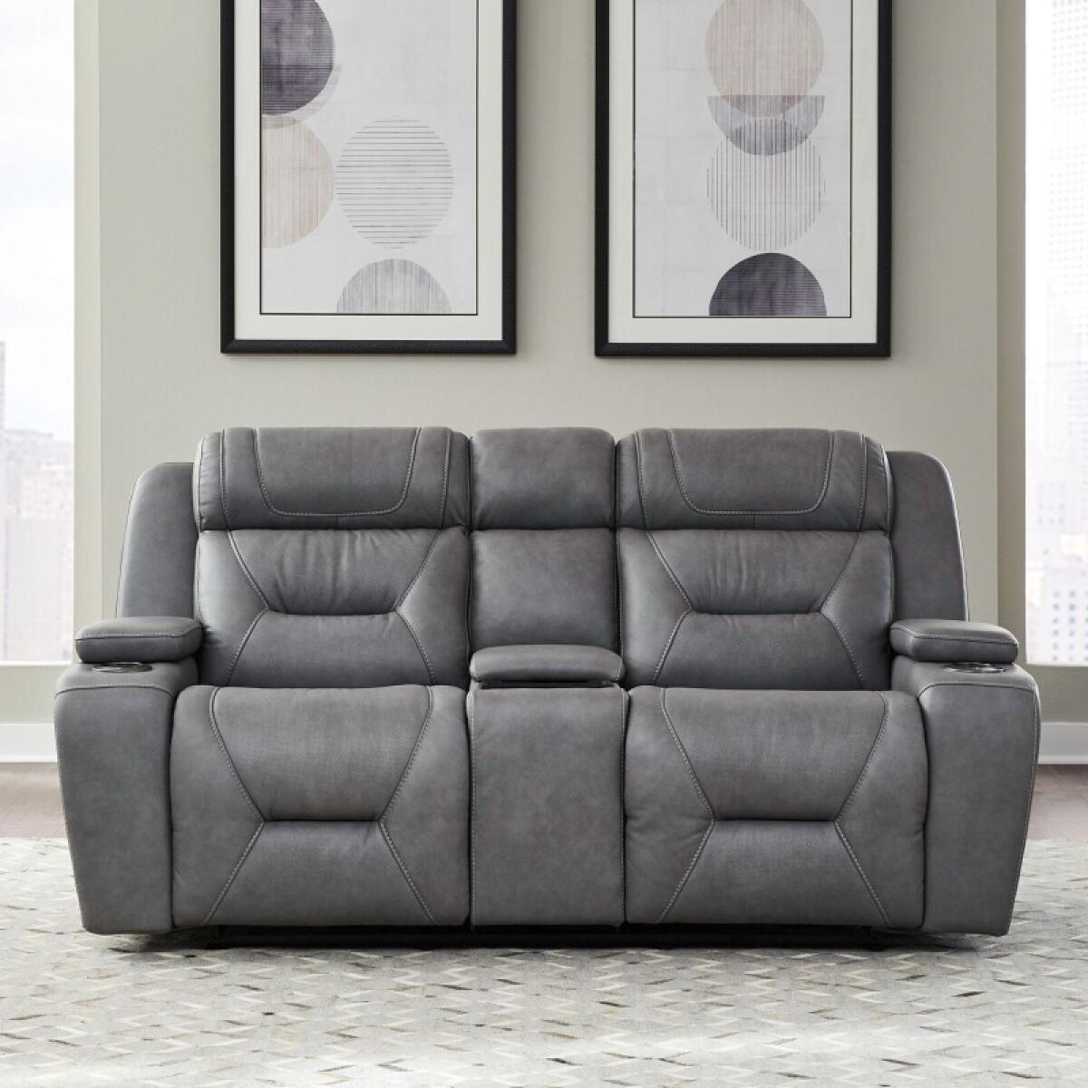 Chapman Loveseat w/ Console P2 & ZG Loveseats Aline Blue Gray Leather 2 Chapman Loveseat w/ Console P2 & ZG Loveseats Aline Blue Gray Leather 2