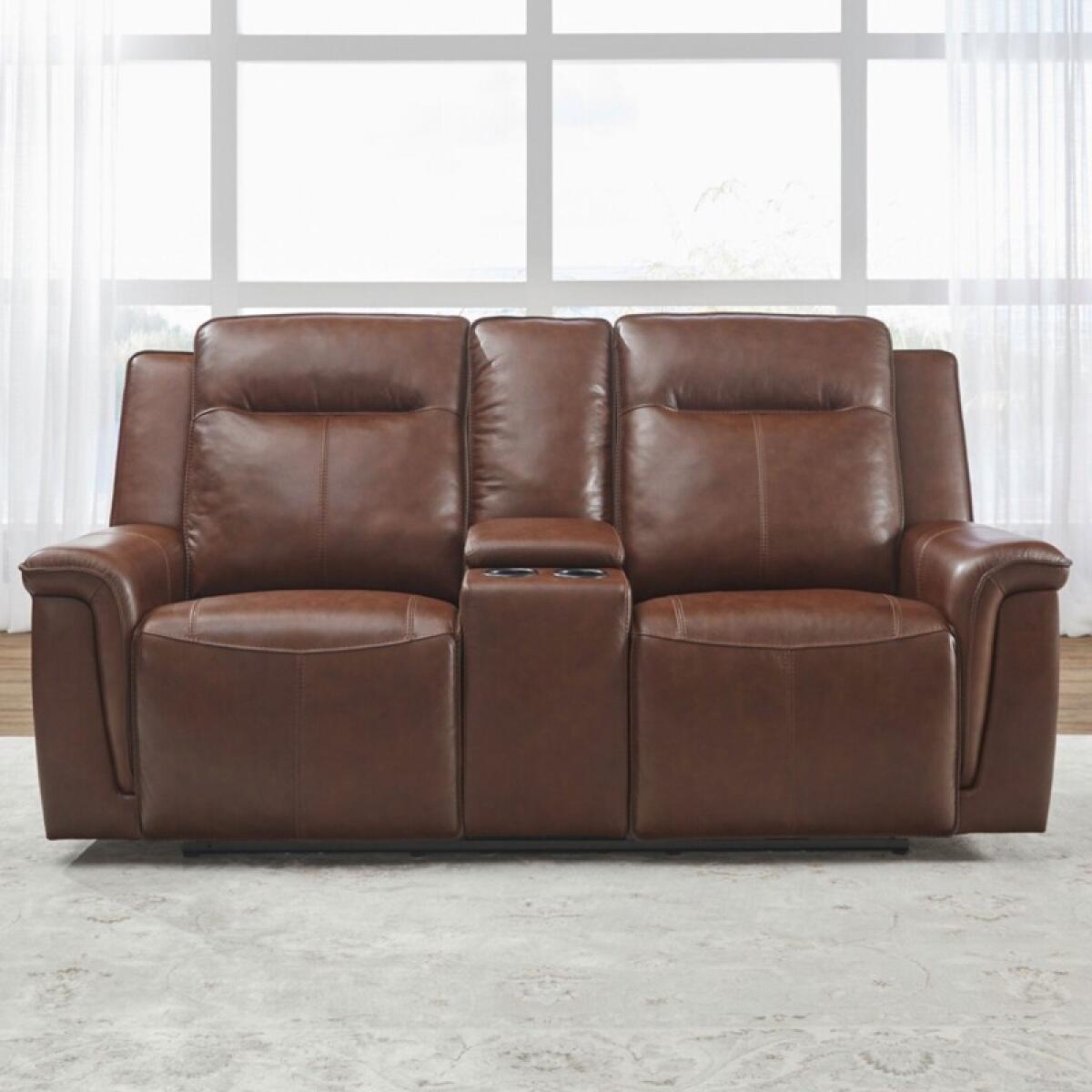 Avery Loveseat w/Console P2 – Cognac Loveseats Brown 2 Avery Loveseat w/Console P2 – Cognac Loveseats Brown 2