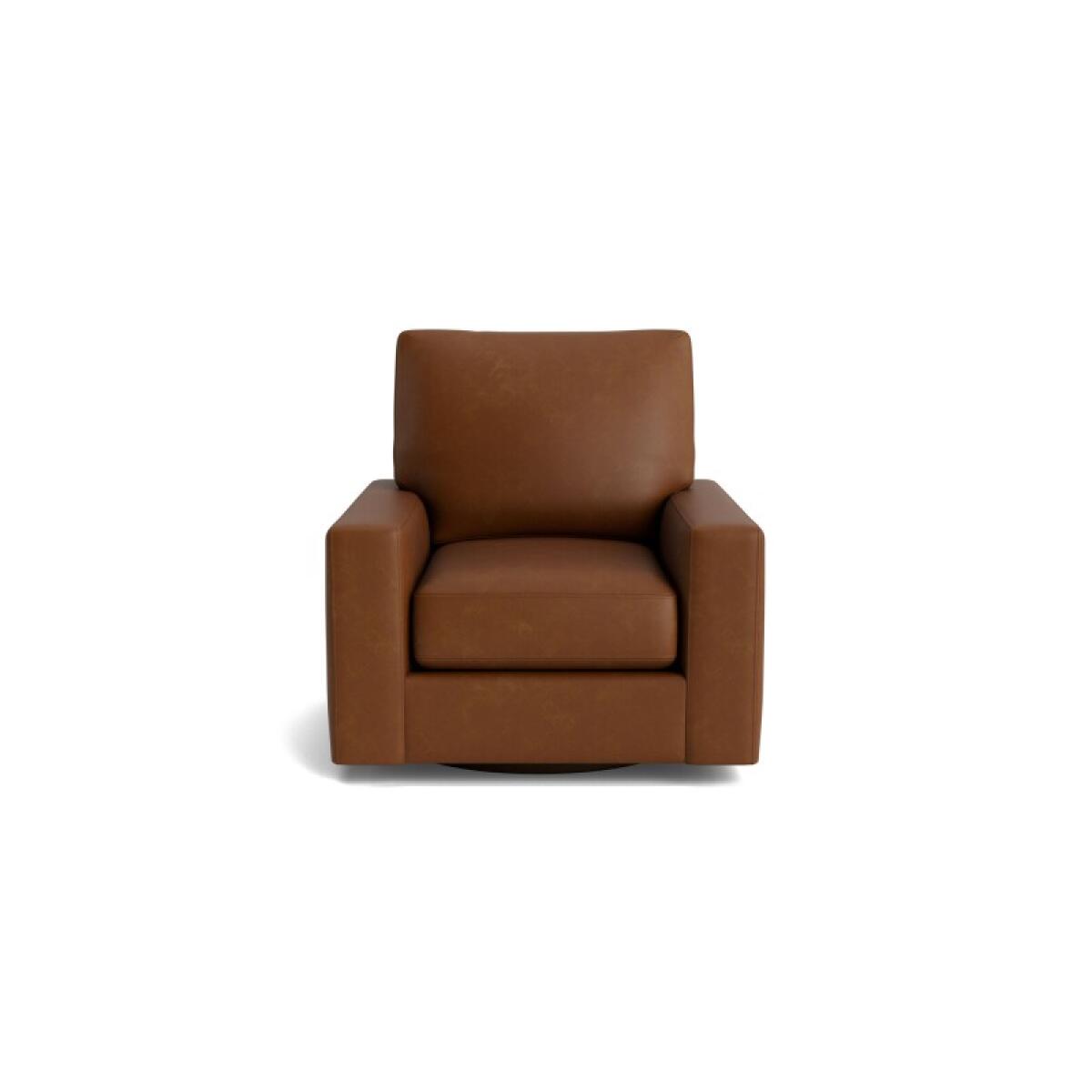 3252f6959116a71250f6572c4346feda True Custom™ True Custom® Leather Large Track Arm Swivel Chair - Image 1