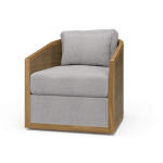 Willis Swivel Chair W/ Mahogany Frame & Rattan