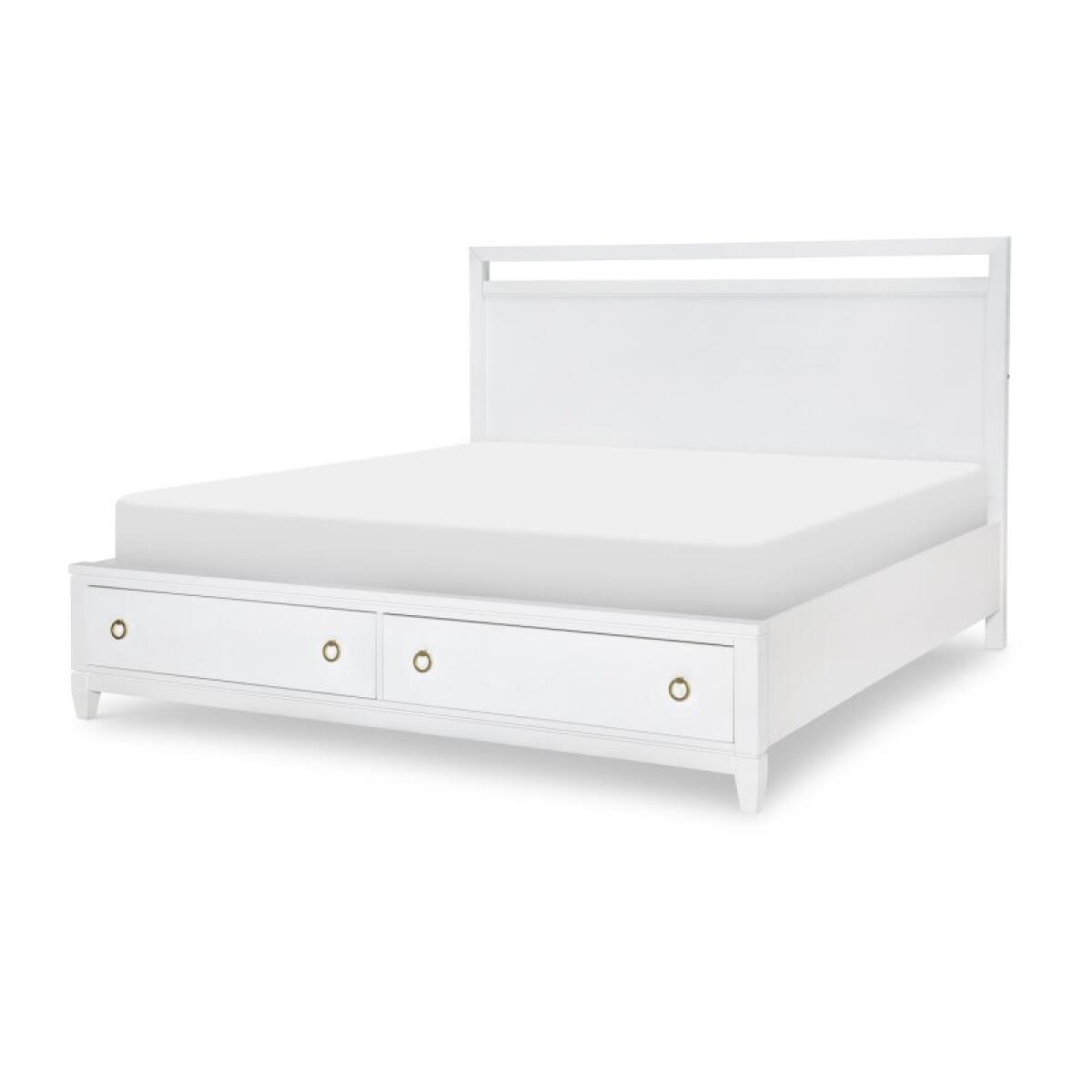 Complete Panel Bed W Storage King 6/6 White Finish Beds Beds 2 Complete Panel Bed W Storage King 6/6 White Finish Beds Beds 2